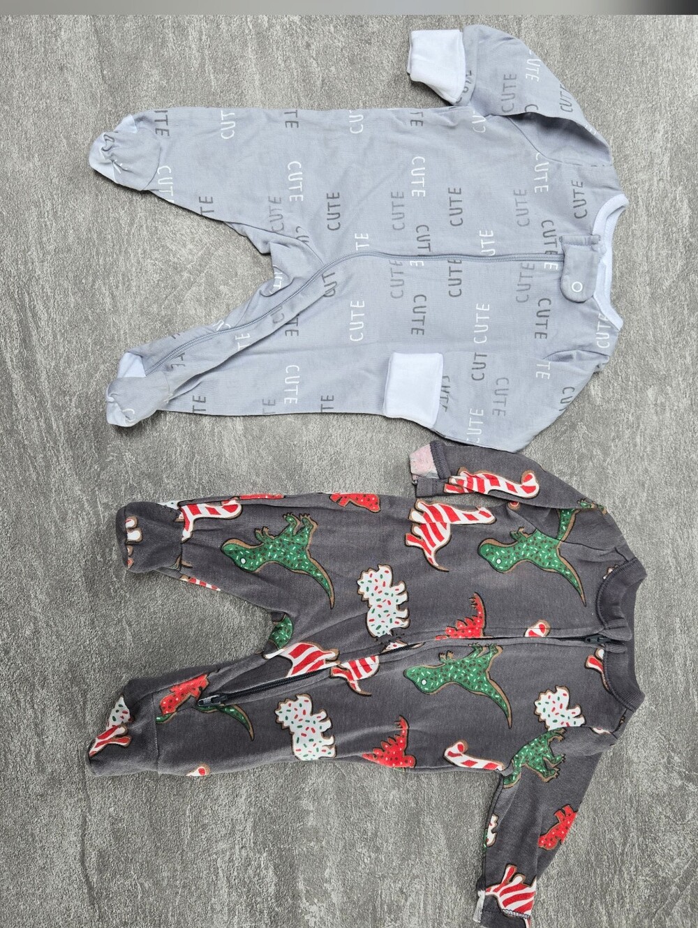 Newborn Old Navy Dark Grey With Dinosaurs & Gerber Light Grey Onesies - 2-Pack